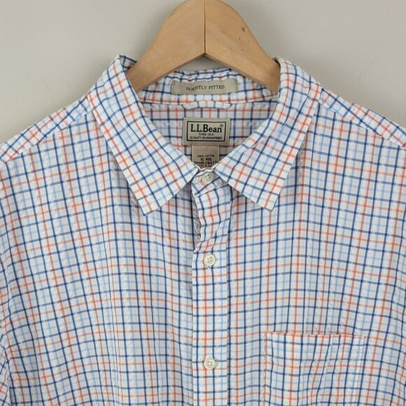 L.L. Bean 2XL Slightly Fitted Short Sleeve Plaid Shirt 100% Cotton Casual - Picture 2 of 6